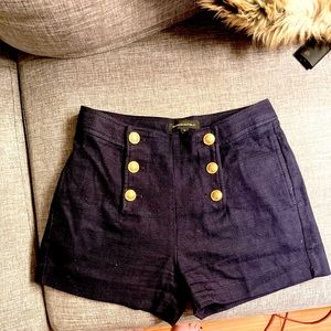 Banana Republic tweed high waist tweed sailor shorts with gold buttons